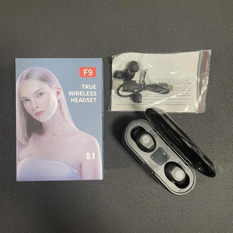 F9 Bluetooth Headset Wireless Bass Double Ear Mini Touch Earphone