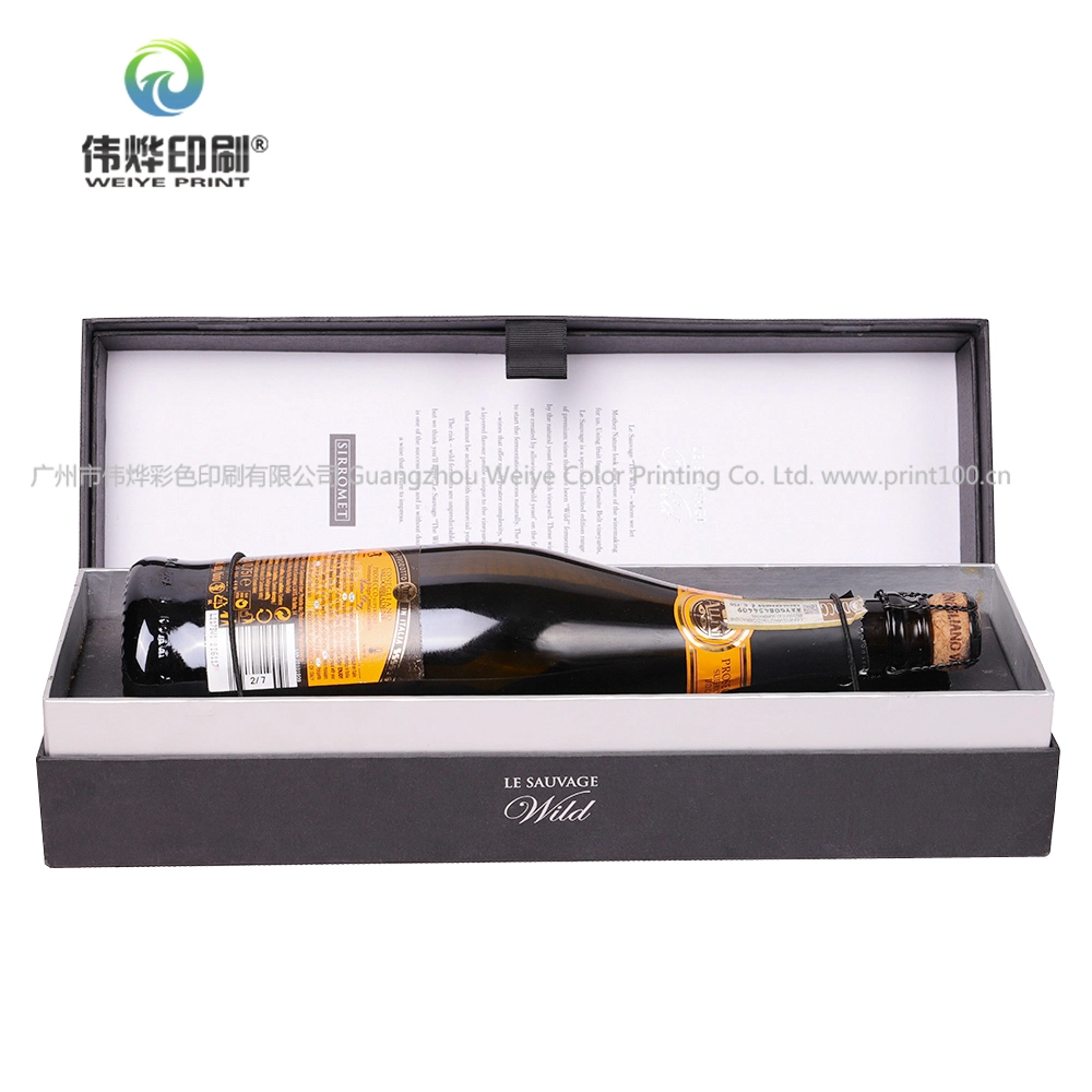 Custom Printing Black Gift Promotion Paper Folding Packaging Wine Box