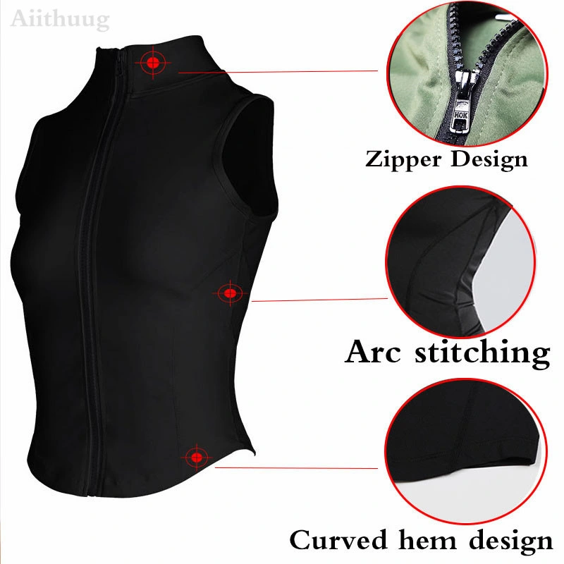 Athletic Zip up Sweat Vest Jacket Sleeveless Running Yoga Tops High Neck