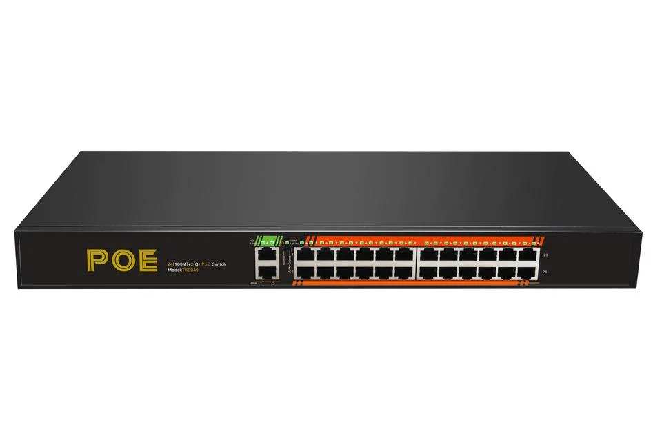CCTV Gigabit OEM de 4 8 16 24 32 48 puertos Network Ethernet Poe Switch 48V 10/100/1000m Equipo de fibra óptica Poe Interruptor