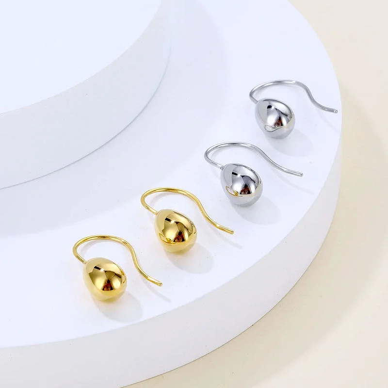 Silver and Gold Egg Minimalist Stainless Steel Fashion Jewelry Earrings