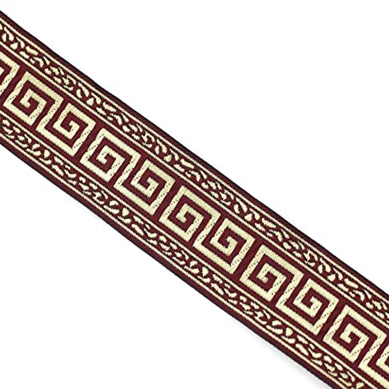 Custom Geometric Greek Key Pattern Nylon Jacquard Trim Border Woven Ribbon Embroidered for Clothing