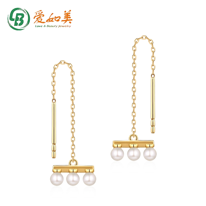 Les filles des bijoux à longue chaîne élégante Earrings 14K or 18K Pendentif Perle boucles pour les femmes