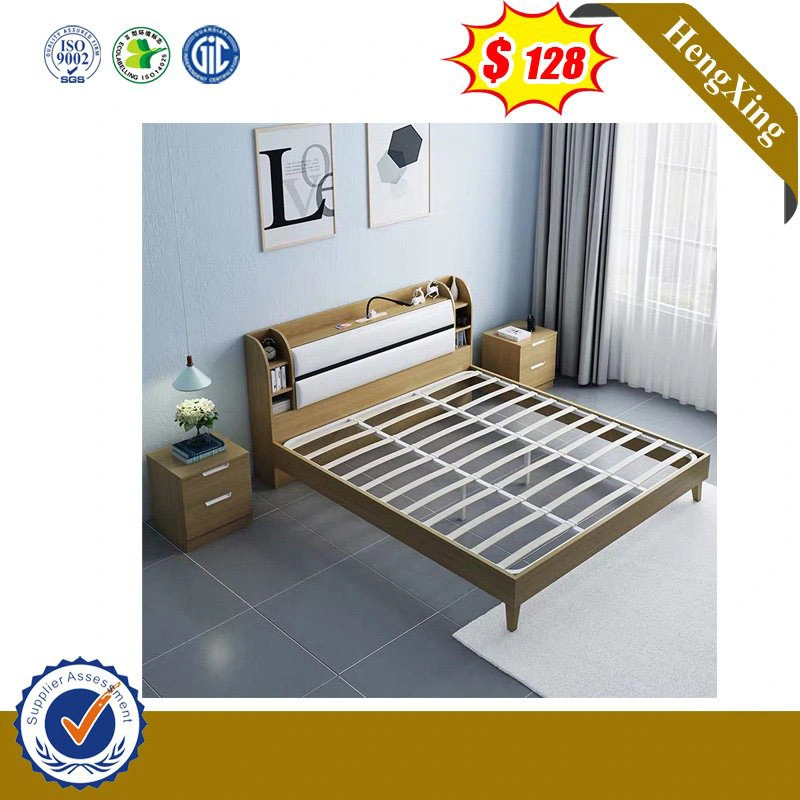 Natural Color Simple Furniture Bedroom Sets Home Hotel Wooden Sofa Bed with Drawer