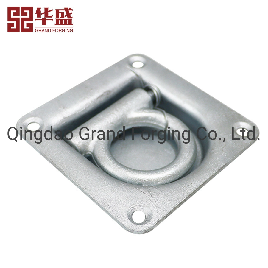 Drop Forged Zinc-Plated Steel Square Floor Built-in Disc Accessory Recessed Anchor Lashing Ring