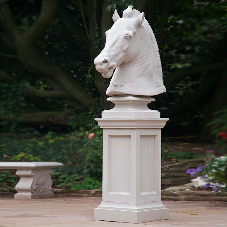 Hand Carved Home Indoor Decoration Life Size White Stone Horse Head Sculpture