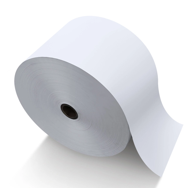 Étiquette adhésive thermique en papier semi-brillant pour étiquettes en rouleau géant pour impression d'étiquettes.