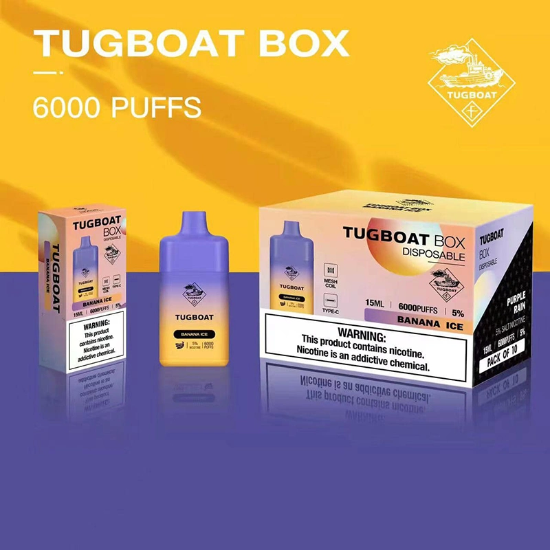 Authentic Tugboat Box High Quality 6000 Puffs Wholesale I Vape 10 Flavors Disposable Vape Pen Electronic Cigarette Big Fog Product Puff Plus