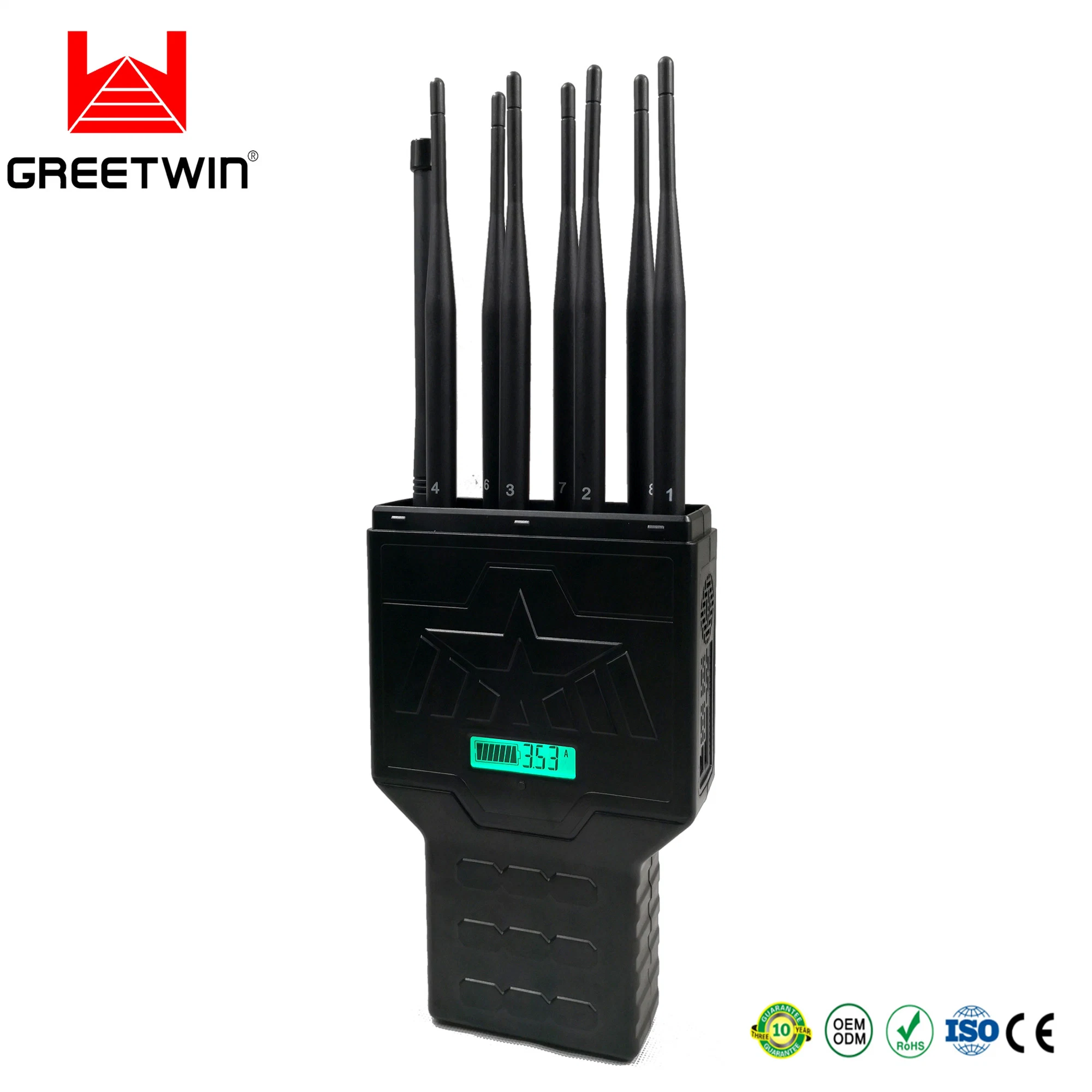 Portátil de alta potência 8 antenas 2G/3G/4G/5G 3600MHz Sinal Celular Jammer