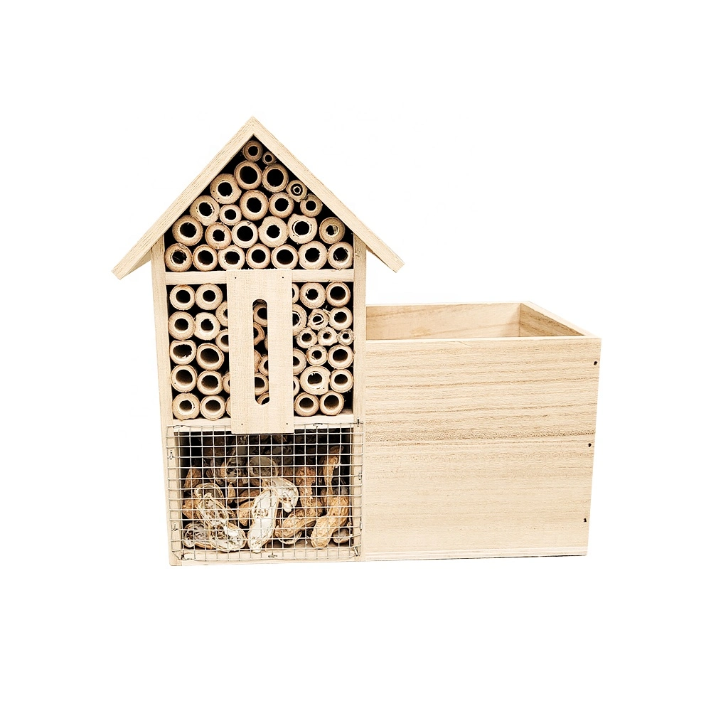 Natural Wooden Garden Beneficial Bug Bee Cage Insect Hotel Mason Bee House