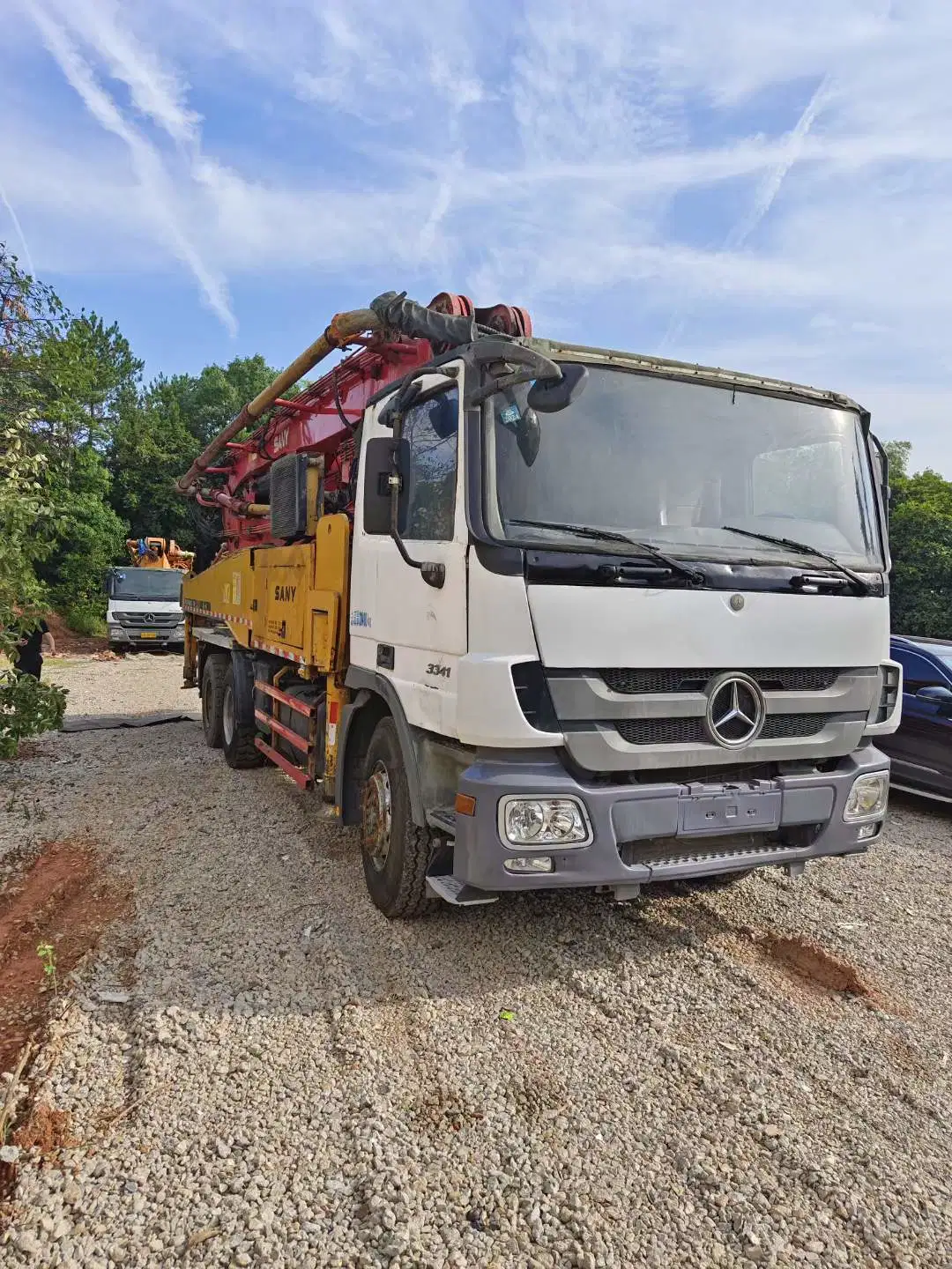 Camión de bomba de hormigón usado 40m en máquina de chasis Mercedes Benz Equipo bomba de pluma de hormigón