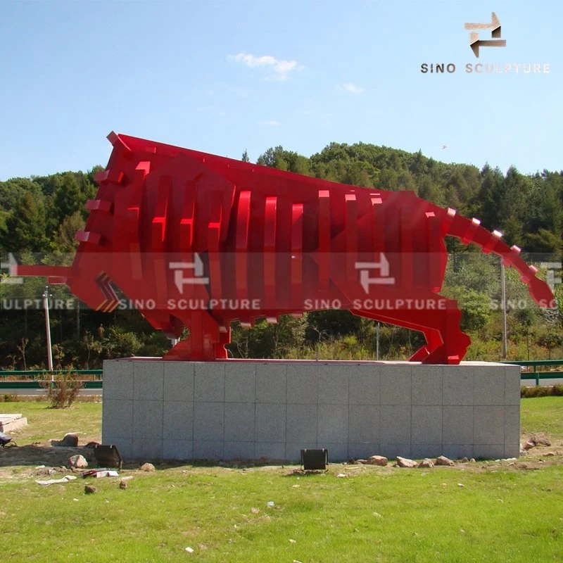 Painted Stainless Steel Bull Sculpture for Landscape Decoration