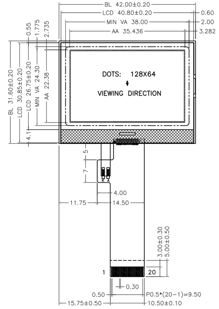 LCD Manufacturer 128X64 FSTN Graphic LCD Display Positive LCD 12864 Dots for Handheld Device