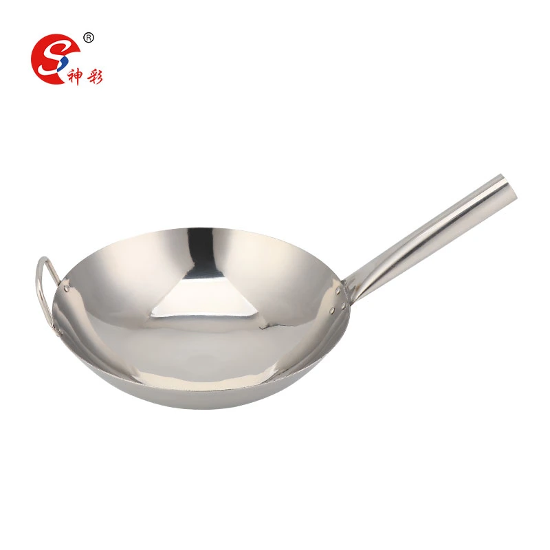 Frying Pan Chinese Wok Pan Stainless Steel Wok Steel 45 Cm