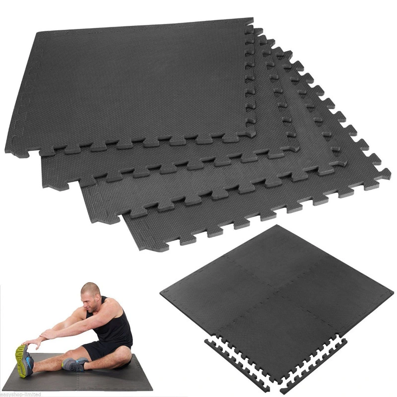 High Density Puzzle Exercise Mat Extra Thick EVA Foam Mat, 24&prime; &prime; *24&prime; &prime; *1&prime; &prime; Black EVA Foam Exercise Gym