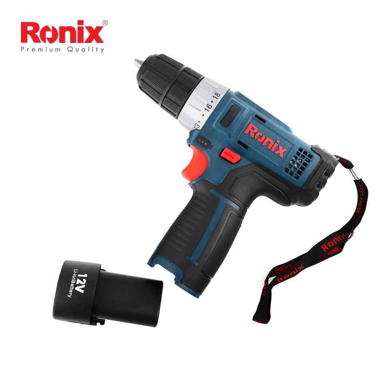 ماكينة الثقب ذات القدرة الودوعية ذات الصدمات اللاسلكية من Ronix 8612c Product Cordless Driver Drill تم تعيين الأدوات