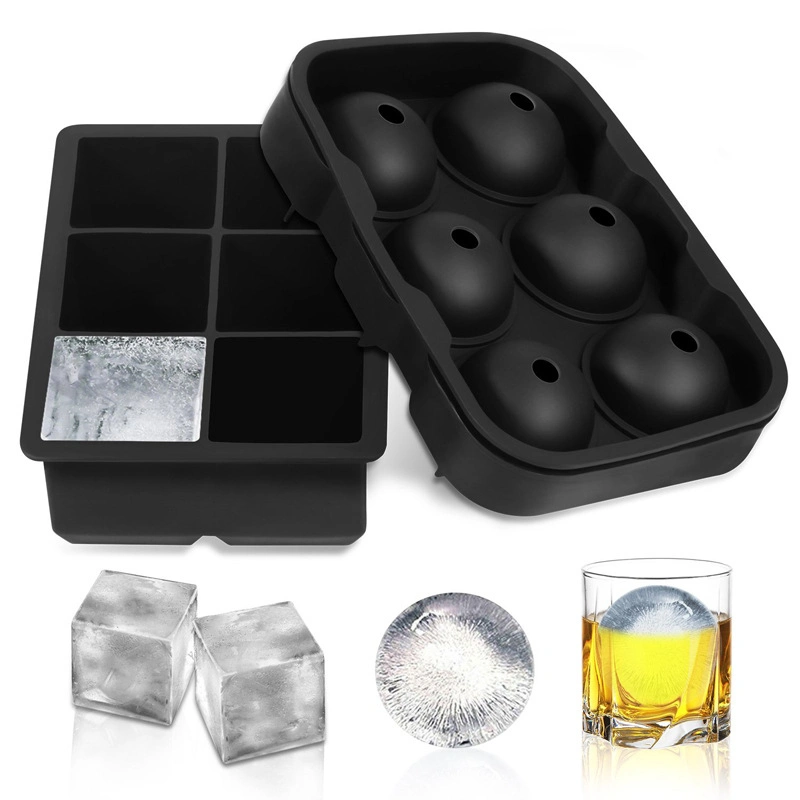 6 Cavity Round Ball Shape Silicone Ice Cube Mold Maker