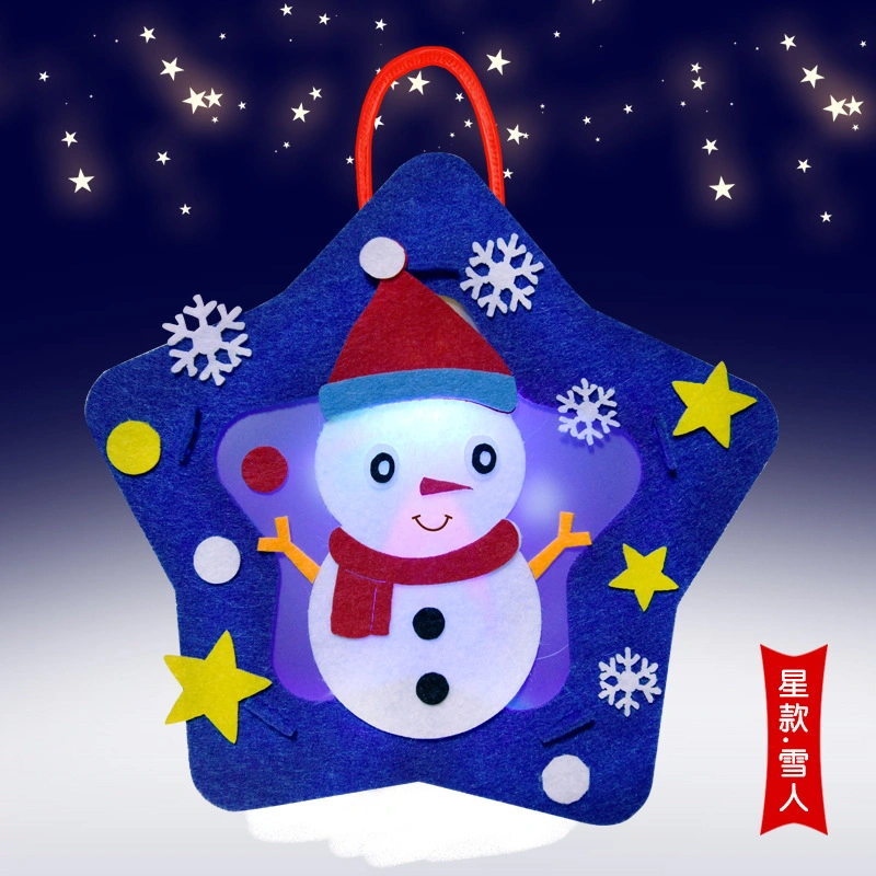 Christmas Lantern Kindergarten Creative Cartoon Portable Luminous Lantern Children DIY Handmade Decoration