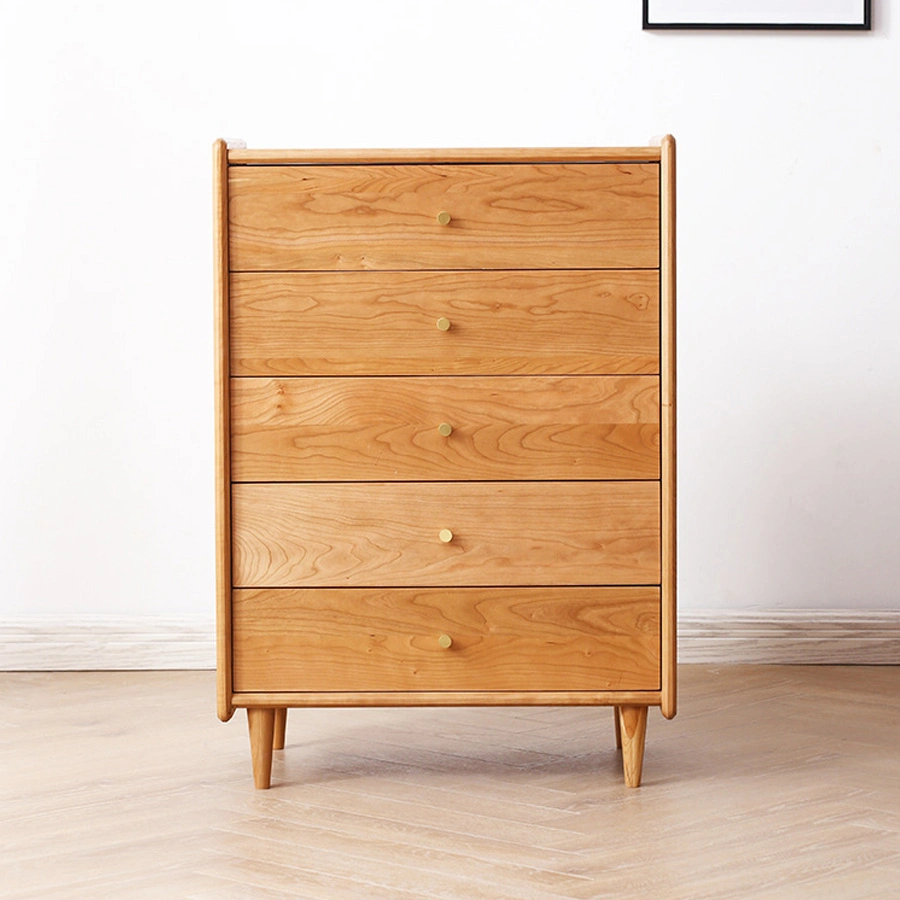 Five Chest of Drawers Made of Solid Cherry Wood as Bedroom Storage Cabinet Furniture