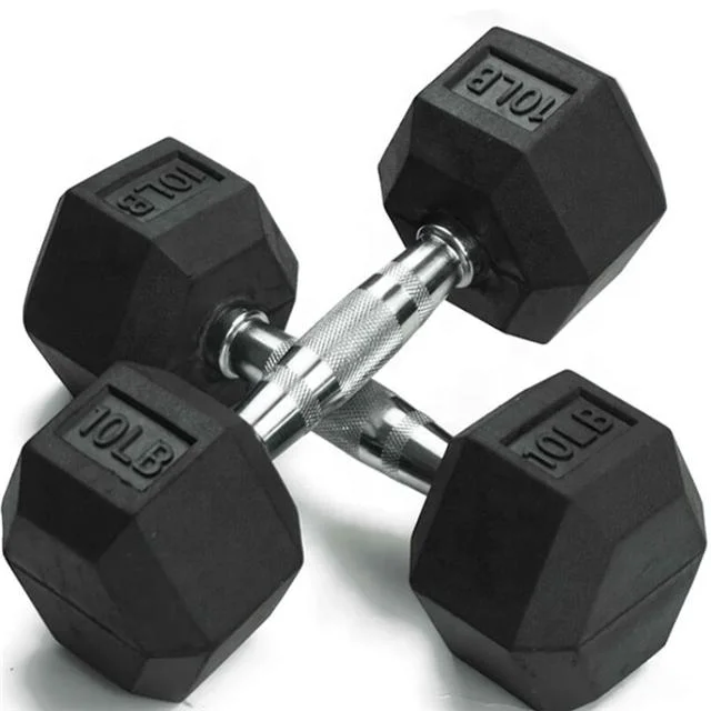 Gym Bodybuilding Equipment Fixed Black Hexagonal Dumbbells