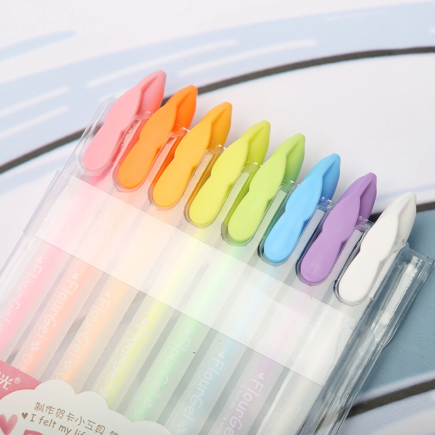 Office Supplies Cheap Promotional Custom Printing Plastic 8 Colors Non-Toxic Gel Pens