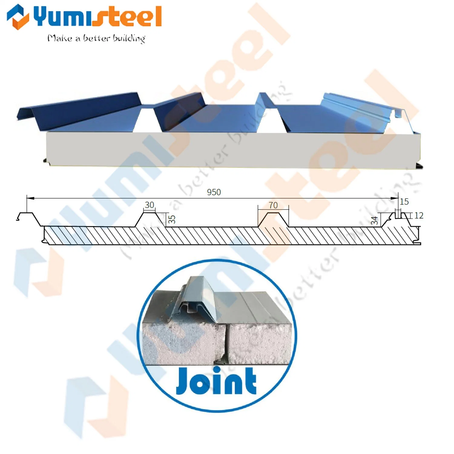 Z Locked EPS Foam Insulated Metal Sandwich Panel for Roof/Wall