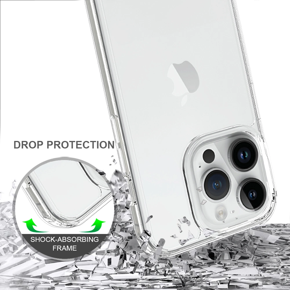 Para iPhone 15 PRO Slim-Fit Hybrid funda de teléfono Anti-Scratch Caja para teléfonos móviles acrílica+TPU transparente