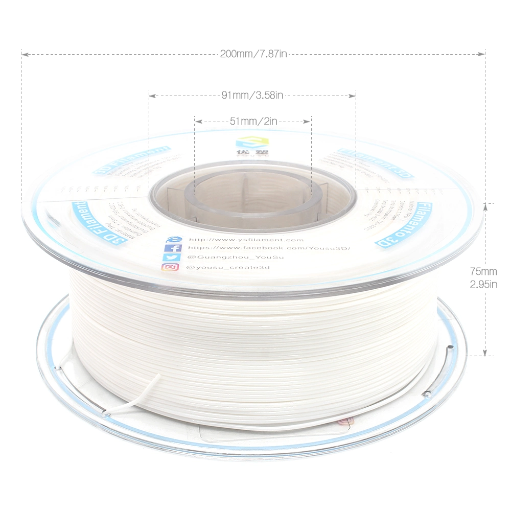 Factory Wholesale/Supplier 3D Printers 95A TPU Filament Less Stringing Problem Flexible 3D Printing Material White 1.75mm 1kg