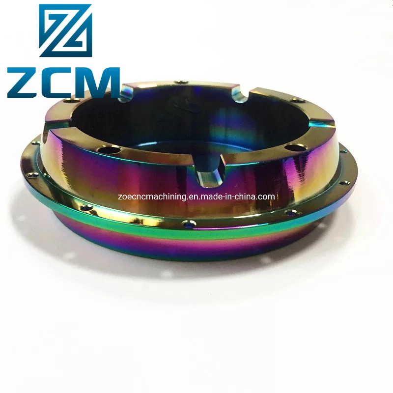 Shenzhen Custom Manufactured CNC Machined Turning Machining Motorcycle/Automotive/Motorbike Rainbow Colo PVD Stainless Steel Base Cover Cap