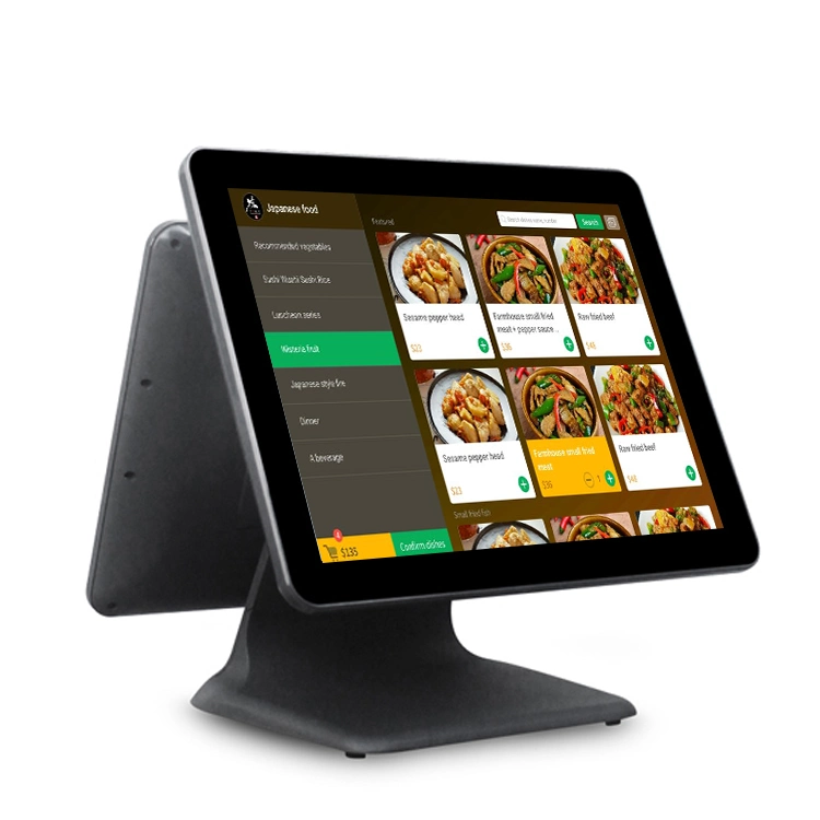 Nuevo Tipo fábrica Precio 15,6+13,3 pulgadas pantalla doble POS Windows Sistema Android pantalla táctil Monitor todo en uno Registro de efectivo Para pedir restaurante Aio