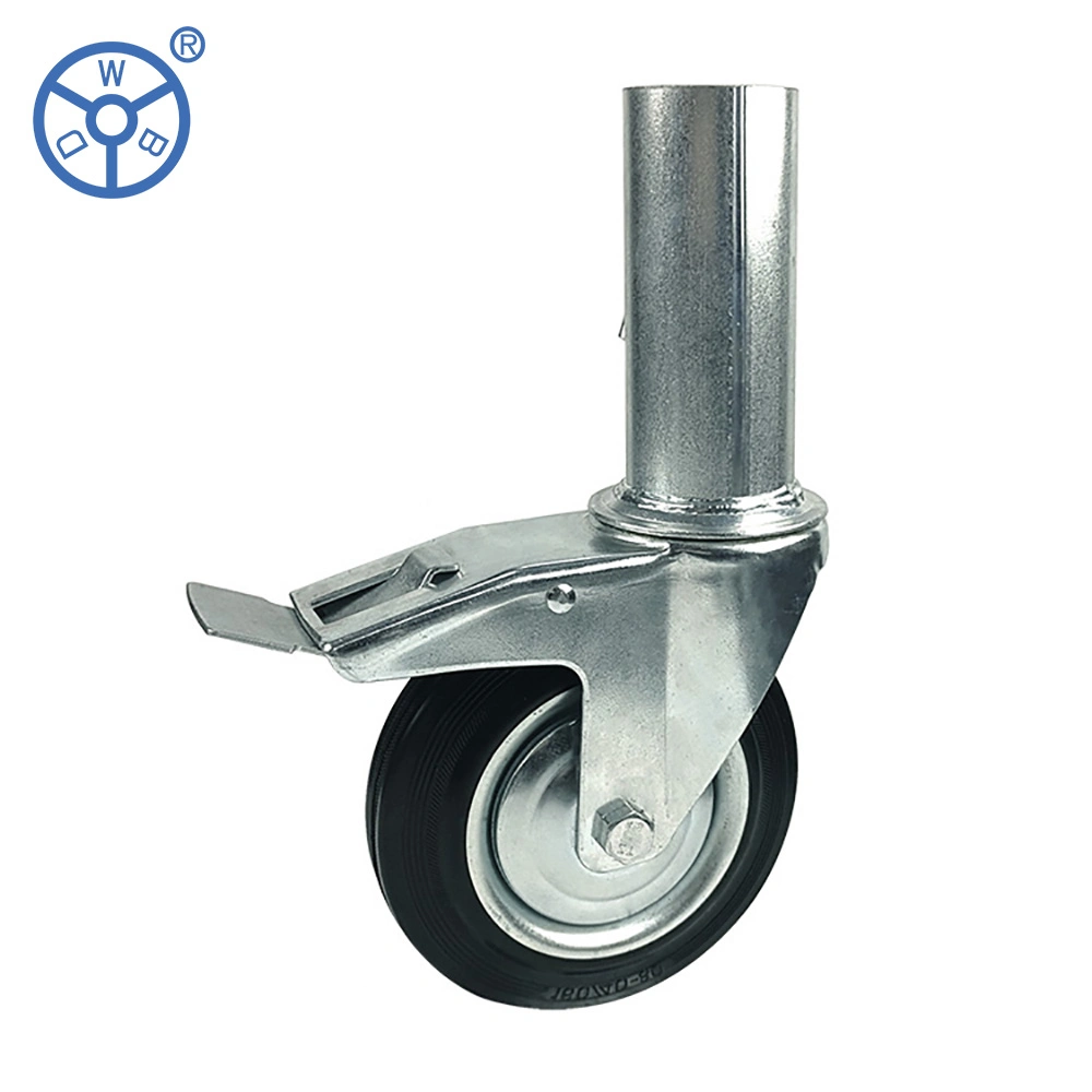 Wbd China Wheel Factory Hollow Rubber Steel Scaffolding 6 8 Inch Caster Wheels with Double Brake