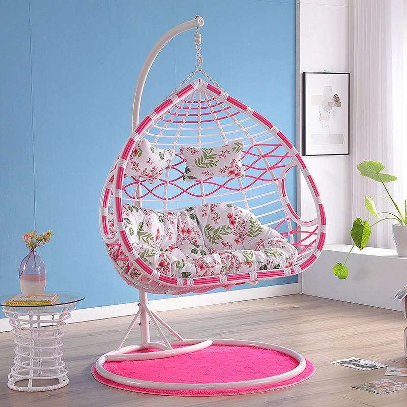 2 persona Colgante Doble Swing silla de mimbre Ratán con Soporte y cojín para el patio interior al aire libre jardín