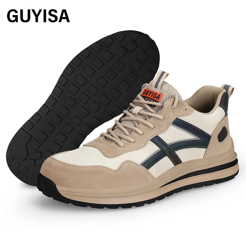 Guyisa Новая модная повседневная легкая противоударная противопирсинг Рабочая обувь Безопасность Обувь