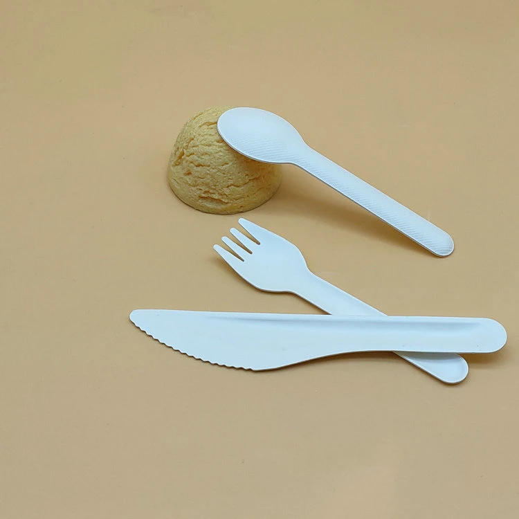 Biodegradable Cutlery Bagasse Pulp knives Forks Spoons for Lunch Camping