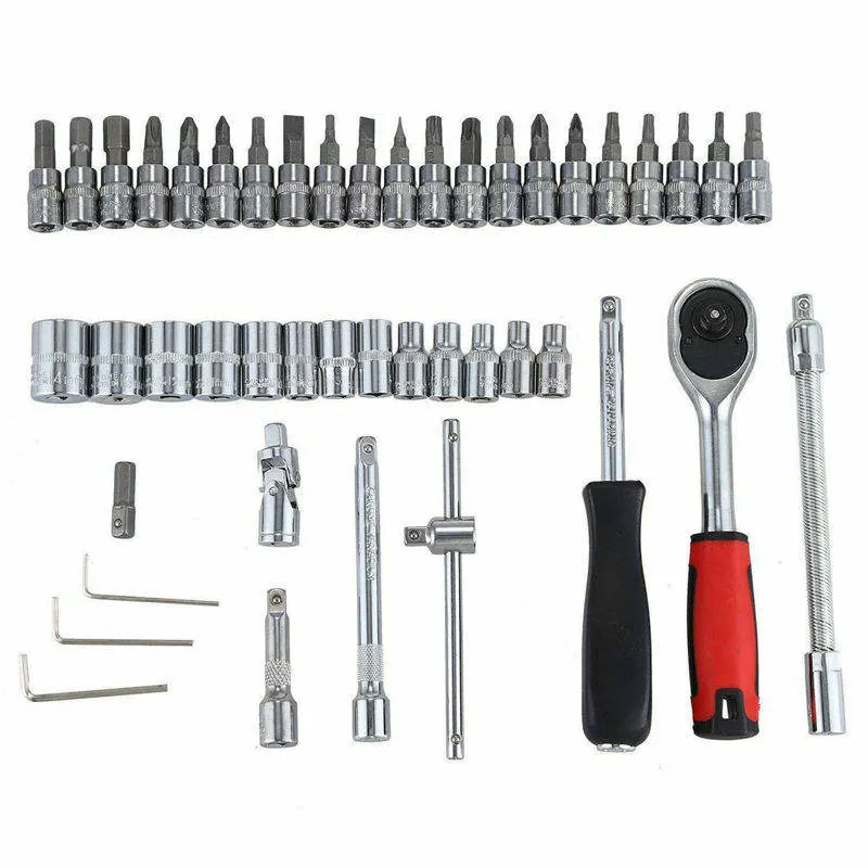 46 Pieces 1/4" Manual Car Repair Hand Tool Sets Impact Spanner Small Socket Wrench Sets Socket Wrench Sets