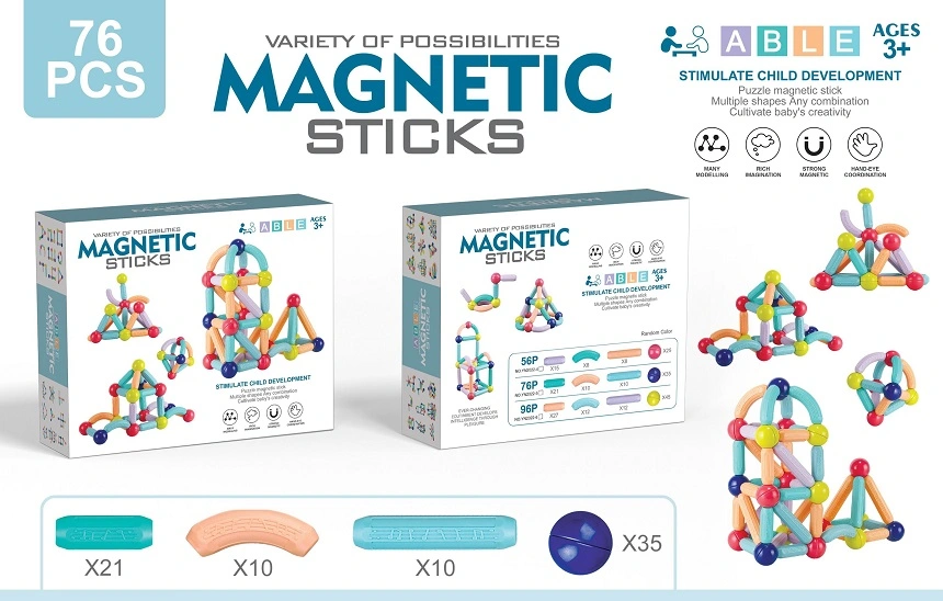 Wholesale 3D Educational Construction Magnet Sticks Toys Jigsaw Puzzle Game Sets Magnetic Blocks Rods Toys