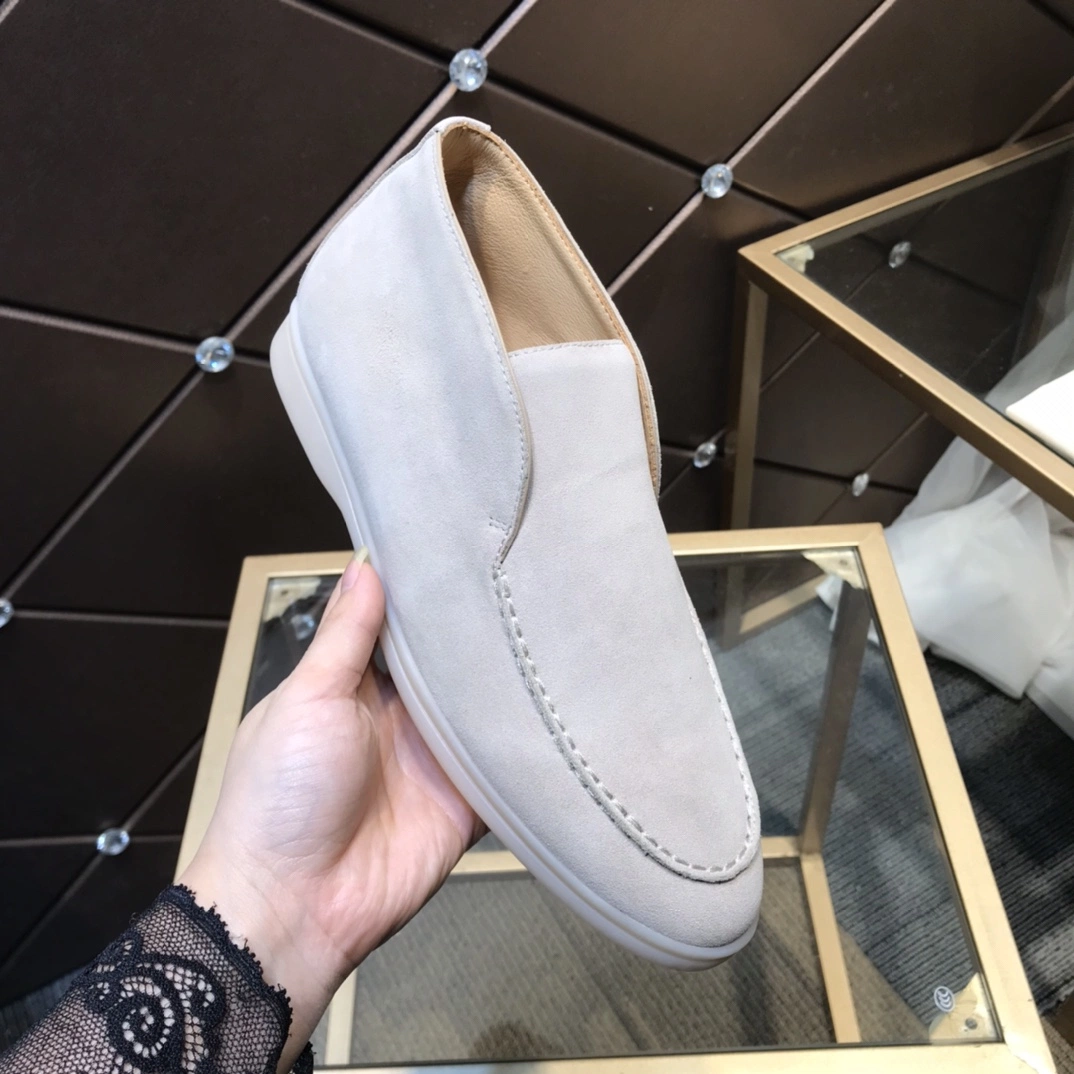 Loros Pianas Lp Suede zapatos planos de deslizamiento de la Mujer sobre la Mujer Mocasines de bloqueo de metal decorar mesas de convergencia mulas planas zapatos casual Zapatos de Damas de verano de 2023 con la caja