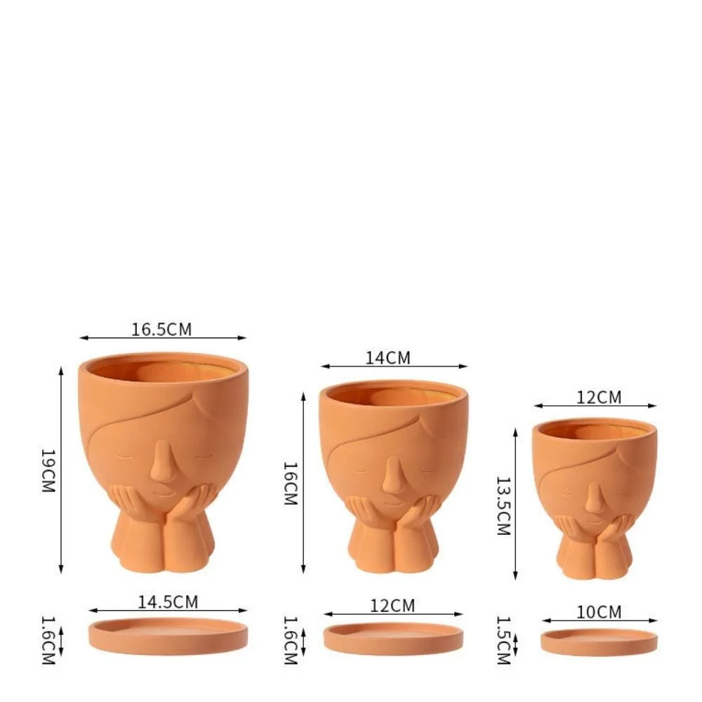 Retrato Maceta las niñas se enfrentan a la cabeza de la sembradora de Flores Flor de planta suculenta olla de contenedor de Maceta de cerámica decoración jardín figura Bl22039