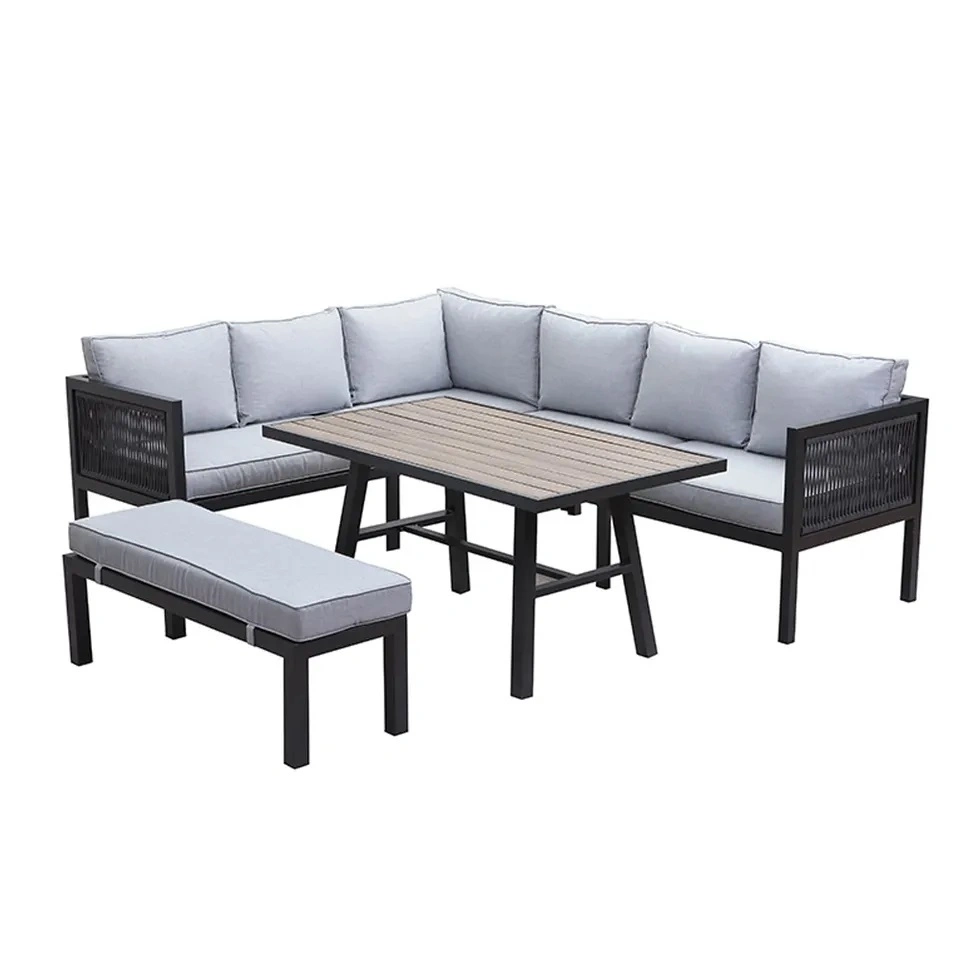 Ensemble de meubles de jardin en corde imperméable pour dîner en plein air, mobilier de patio en aluminium, ensembles de salle à manger de jardin