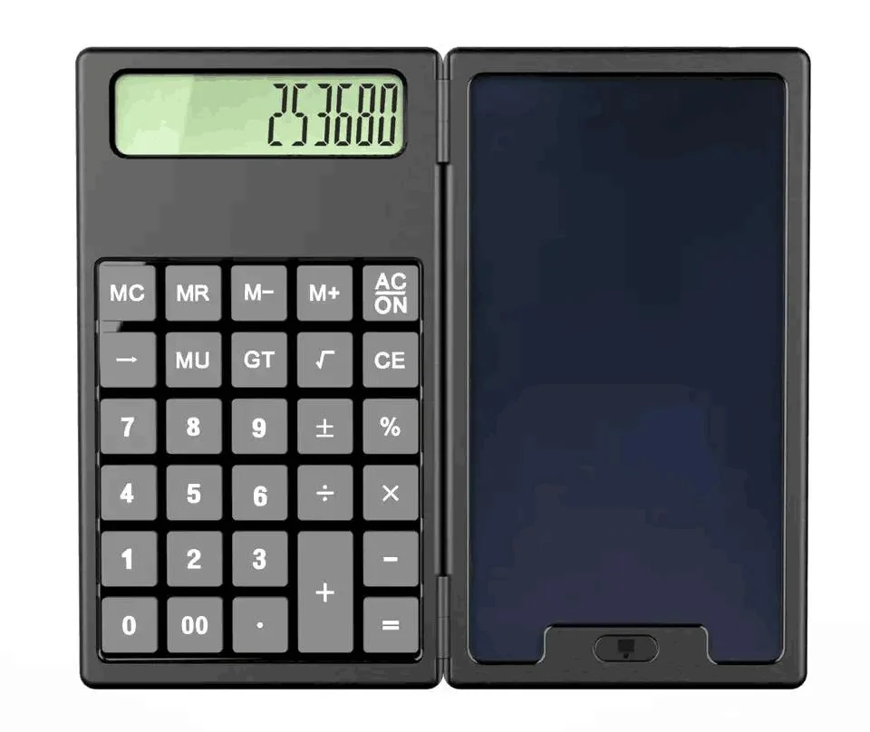 Nuevo diseño Mini Calculadora 12 dígitos Herramientas de aprendizaje Bloc de notas plegable Calculadora