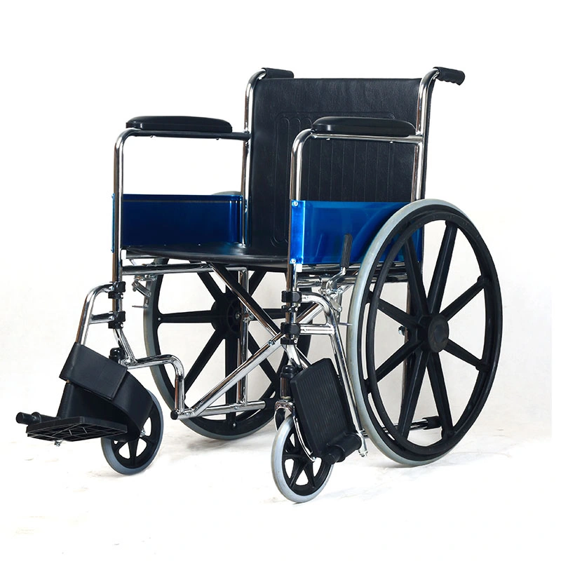 Achieve Folding Economy Manual Steel Wheelchair with Patented New Design for Patient Home Care Elderly Mobility Wheelchair