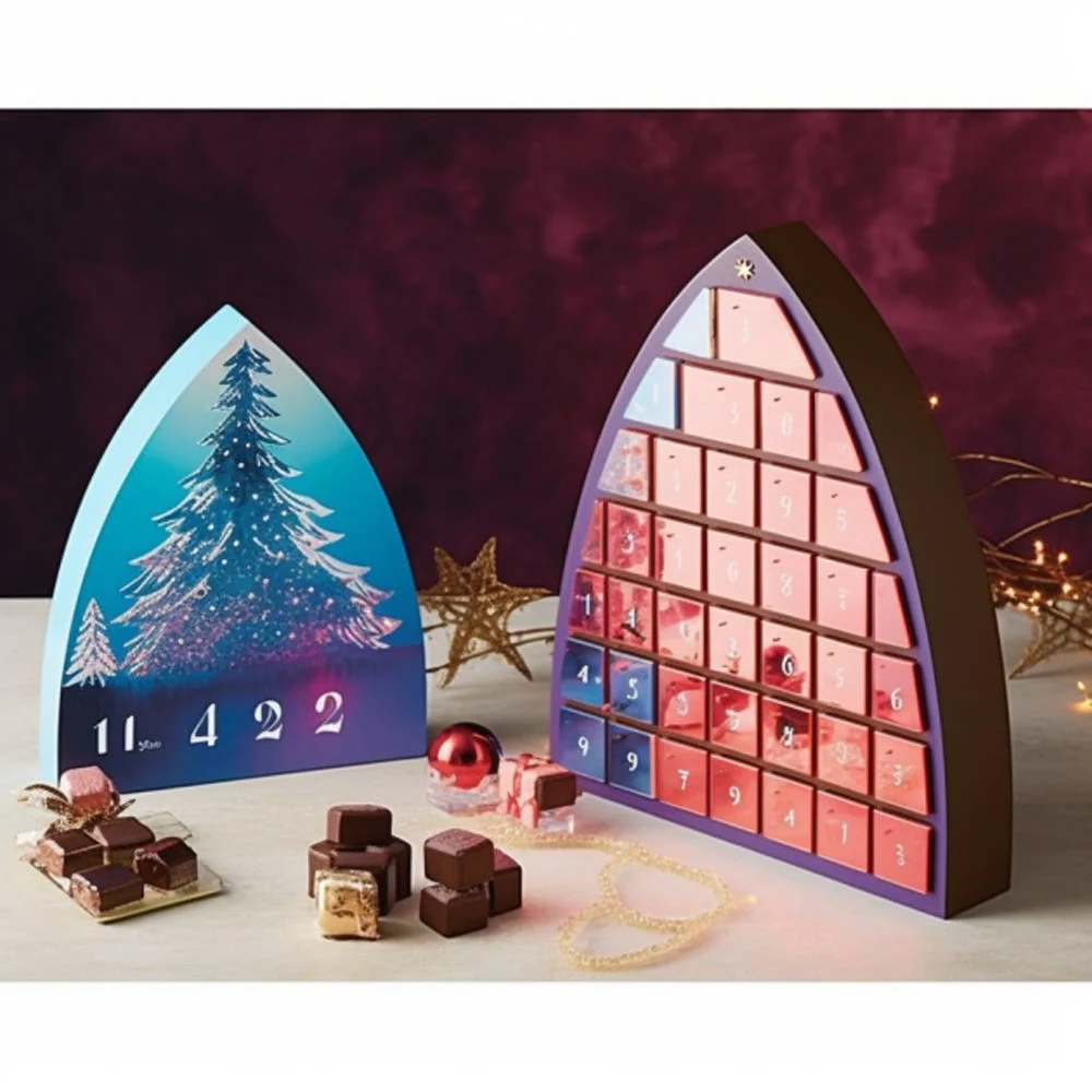 24 cajones de alta calidad Calendario de Adviento de envases de papel Suite Box Chocolate té Hardboardpaper magnético caja con el logotipo personalizado