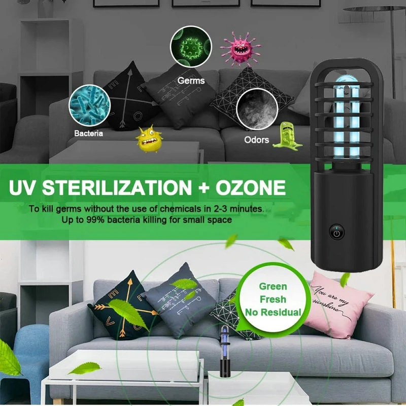 Désinfection rechargeables USB lampe à ultraviolet UVC Stérilisateur UV 5V 2.5W Stérilisation lampe UV-C tuer 99,9 les germes de lampe UV de désinfection UV-C La stérilisation UV