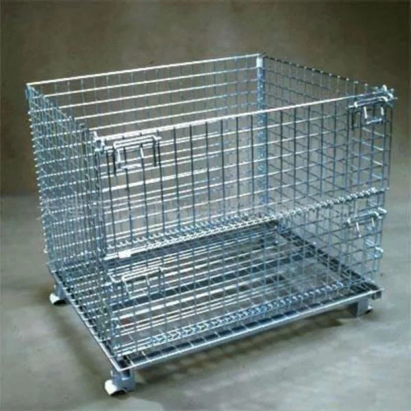 Foldable Transport Stackable Steel Wire Mesh Collapsible Cage