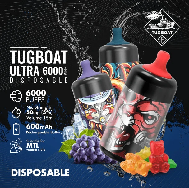 Tugboat 15ml 6000puffs jetable électronique ecigarette Vape Pen Device