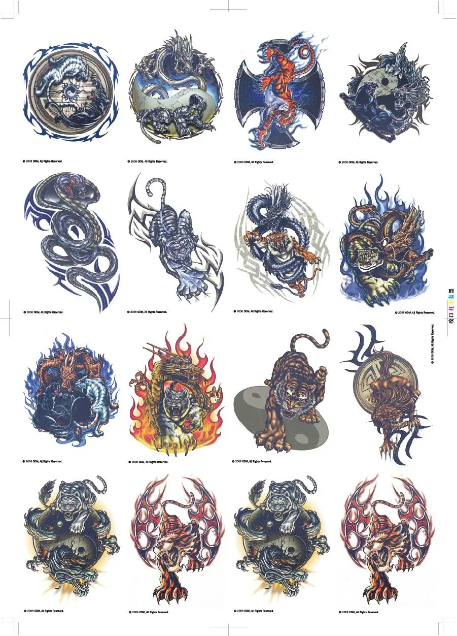 Bulk Vending Flat-Pack Temporary Tattoos (FT06, Dragon Series 2)