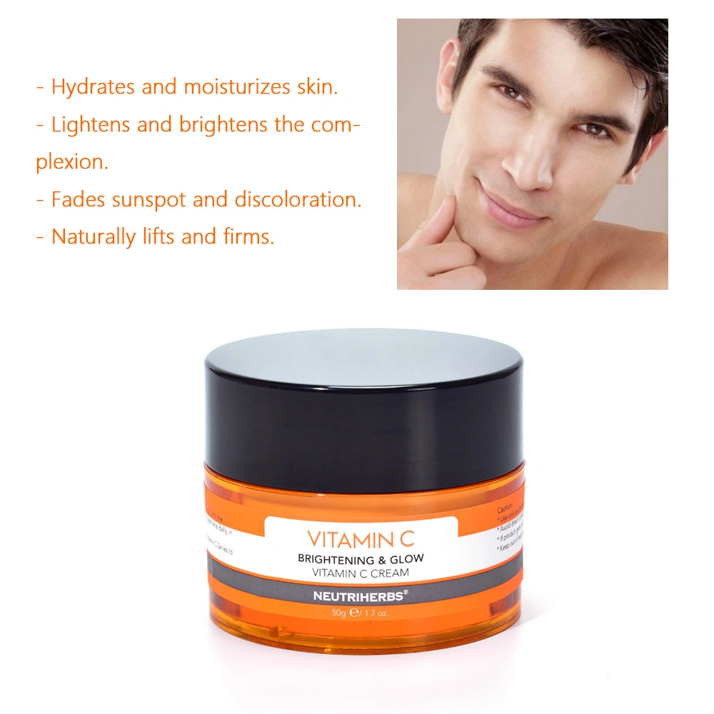 Crema facial de vitamina C para aclarar, blanquear e iluminar la piel al por mayor de marca privada.