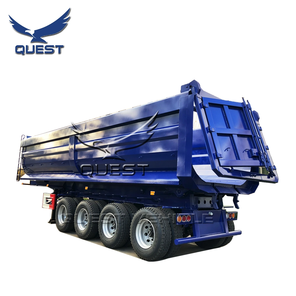 4 Axis 80 Ton Hydraulic Self Unloading Rear Dump Semi Trailer for Sale