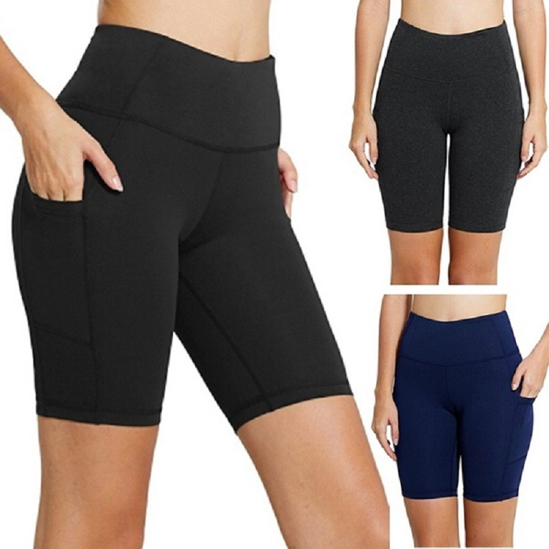 Yoga Shorts with Side Pocket High Waist Seamless Short Stretch Shorts Fitness Workout Running Jogging Sports Wear Wbb16336