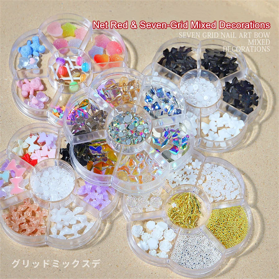 Nail Jewelry Wholesale Flower Bow Aurora Patch Bear Rhinestone Pearl Mixed Nail Decoration Drill Sequins